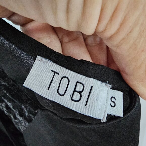 Tobi Black Velvet Sheer Tank Top Y2K Goth Boho Fairy Club Party S - Picture 9 of 12